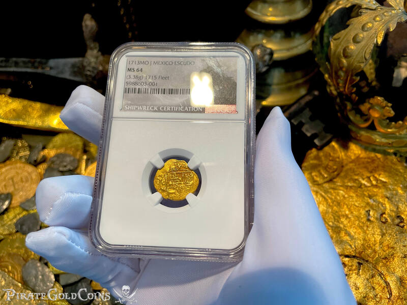 Mexico 1 Escudo 1713 Dated! "Finest Known- 1715 Fleet Shipwreck" NGC 64 6