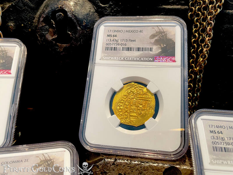 Mexico 4 Escudos 1713 "Finest Known! From the Fleet!" NGC 66 3