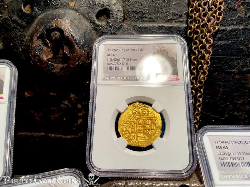 Mexico 4 Escudos 1713 "Finest Known! From the Fleet!" NGC 66 9