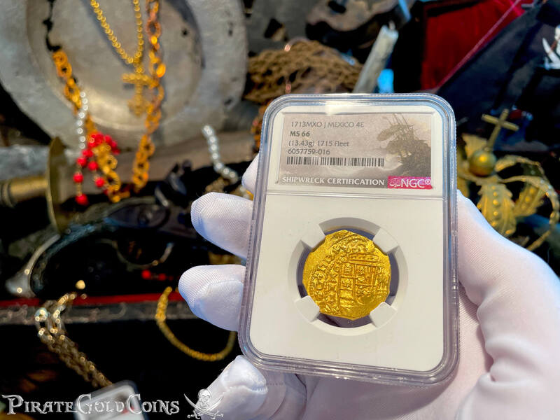 Mexico 4 Escudos 1713 "Finest Known! From the Fleet!" NGC 66 14