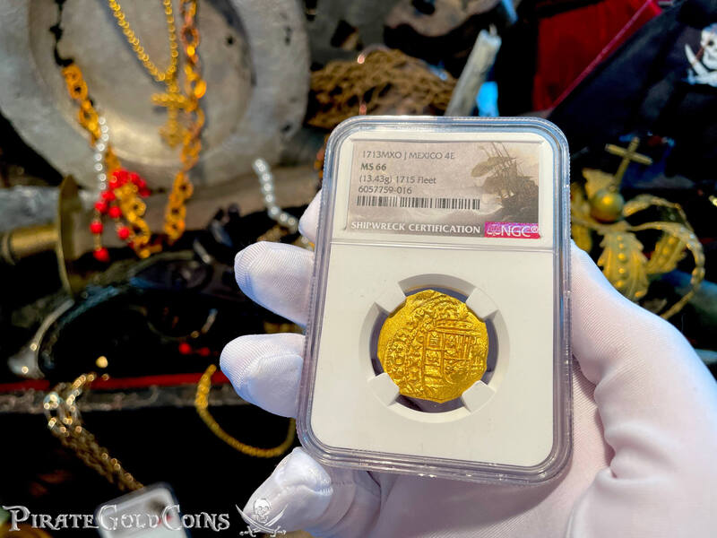 Mexico 4 Escudos 1713 "Finest Known! From the Fleet!" NGC 66 17