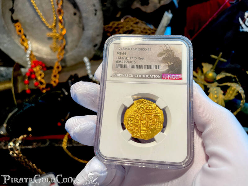 Mexico 4 Escudos 1713 "Finest Known! From the Fleet!" NGC 66 19