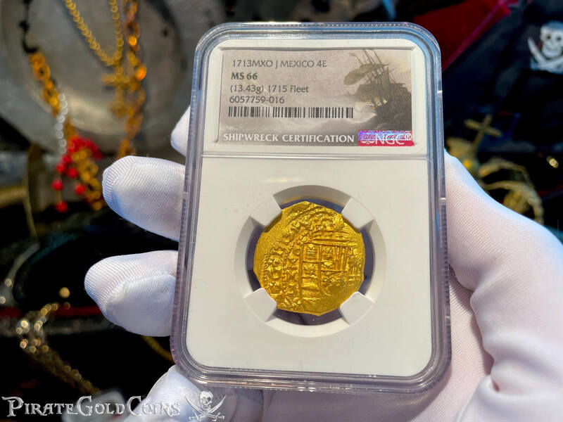 Mexico 4 Escudos 1713 "Finest Known! From the Fleet!" NGC 66 16