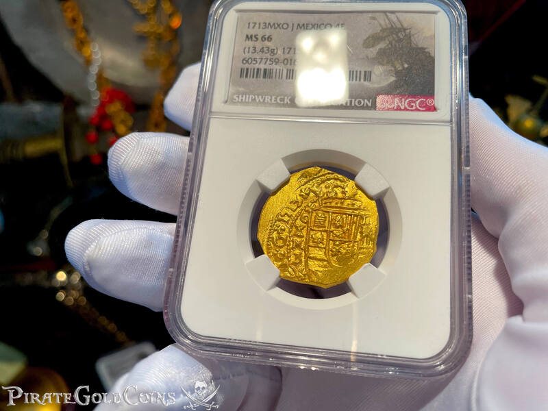 Mexico 4 Escudos 1713 "Finest Known! From the Fleet!" NGC 66 6