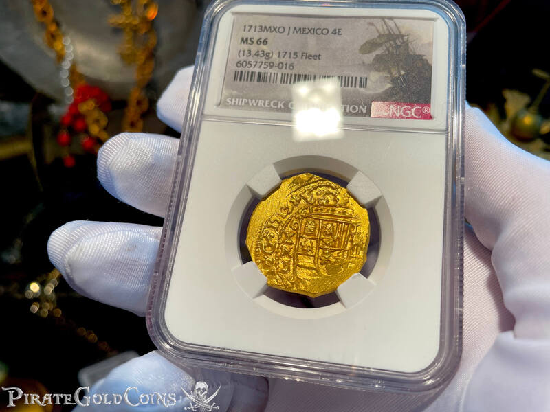 Mexico 4 Escudos 1713 "Finest Known! From the Fleet!" NGC 66 11