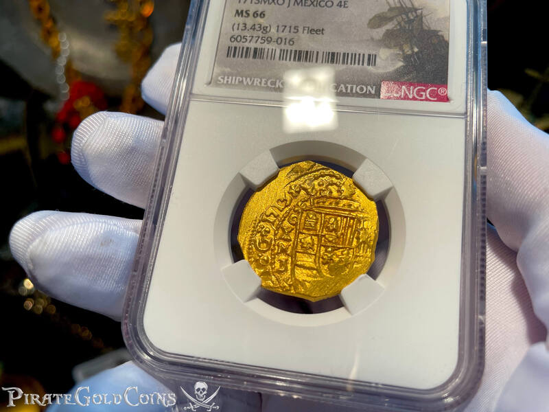 Mexico 4 Escudos 1713 "Finest Known! From the Fleet!" NGC 66