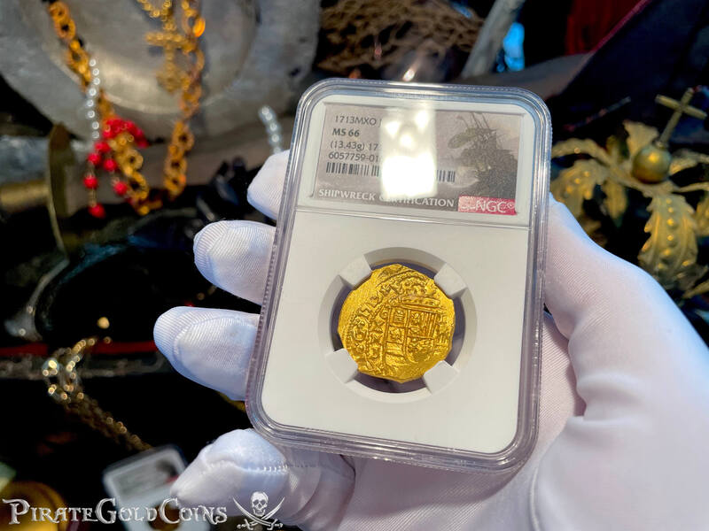 Mexico 4 Escudos 1713 "Finest Known! From the Fleet!" NGC 66 21