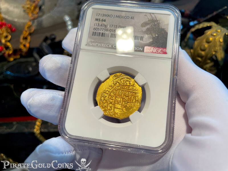 Mexico 4 Escudos 1713 "Finest Known! From the Fleet!" NGC 66 24