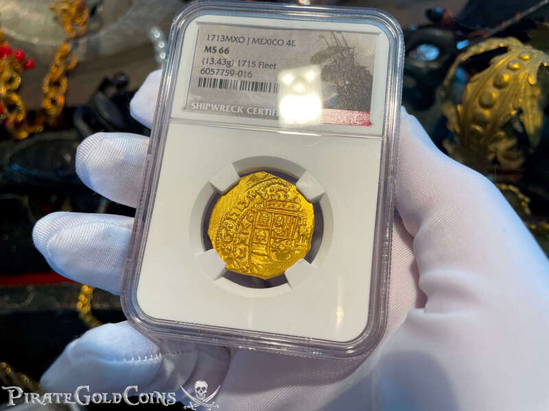 Mexico 4 Escudos 1713 "Finest Known! From the Fleet!" NGC 66 25