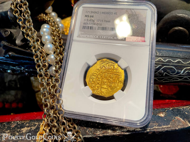Mexico 4 Escudos 1713 "Finest Known! From the Fleet!" NGC 66 30