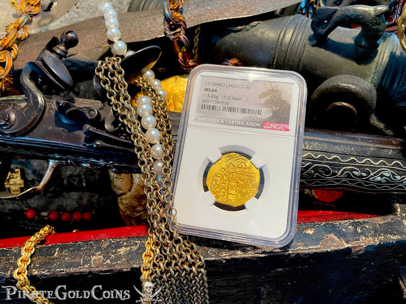 Mexico 4 Escudos 1713 "Finest Known! From the Fleet!" NGC 66 31