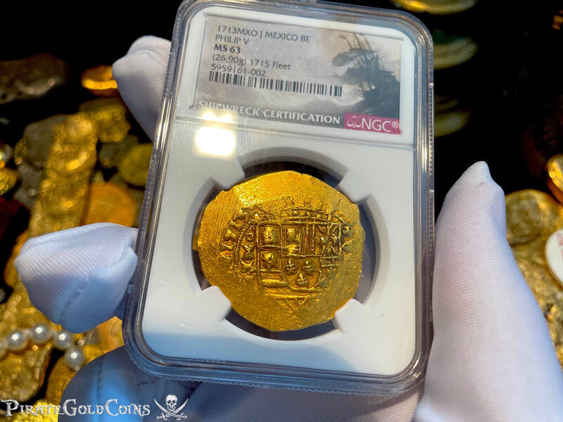 Mexico 8 Escudos Full Date 1713 "From 1715 Fleet Shipwreck" NGC 63 3