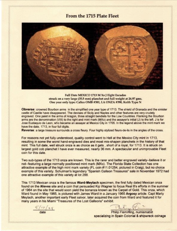 Mexico 8 Escudos Full Date 1713 "From 1715 Fleet Shipwreck" NGC 63 19