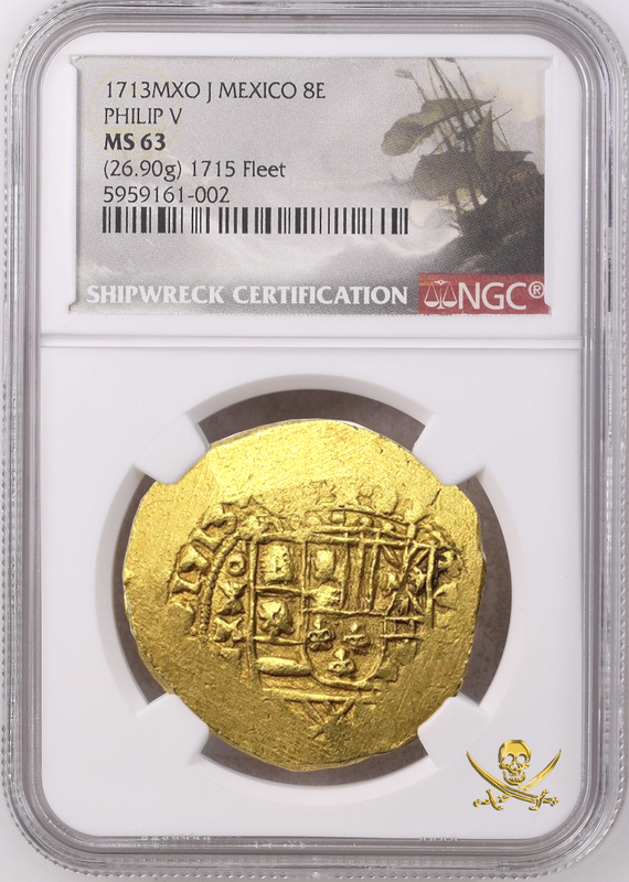 Mexico 8 Escudos Full Date 1713 "From 1715 Fleet Shipwreck" NGC 63 23