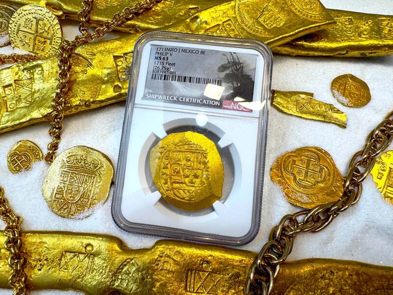Mexico 8 Escudos 1713 "1715 Fleet Shipwreck" NGC 63 10