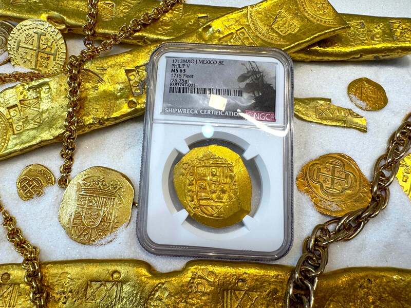 Mexico 8 Escudos 1713 "1715 Fleet Shipwreck" NGC 63 12