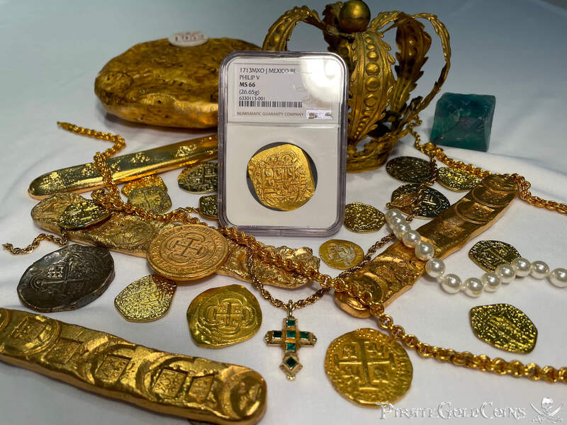 Mexico 8 Escudos 1713 "Finest Known - 1715 Fleet Shipwreck" NGC 66 3