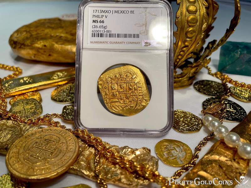 Mexico 8 Escudos 1713 "Finest Known - 1715 Fleet Shipwreck" NGC 66 6