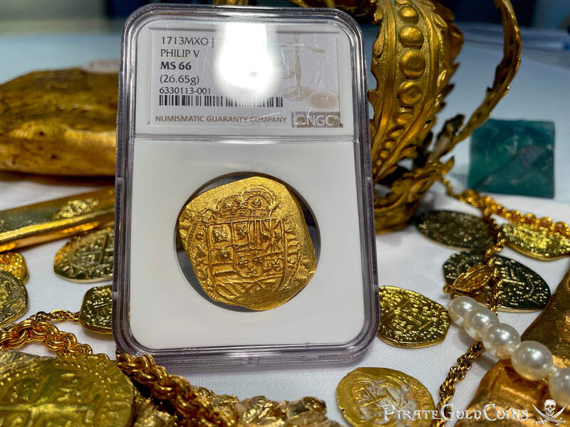 Mexico 8 Escudos 1713 "Finest Known - 1715 Fleet Shipwreck" NGC 66 12