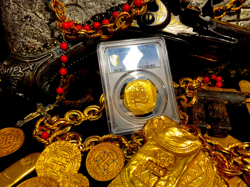 Mexico 8 Escudos 1713 "1715 Plate Fleet Shipwreck" PCGS 61 4