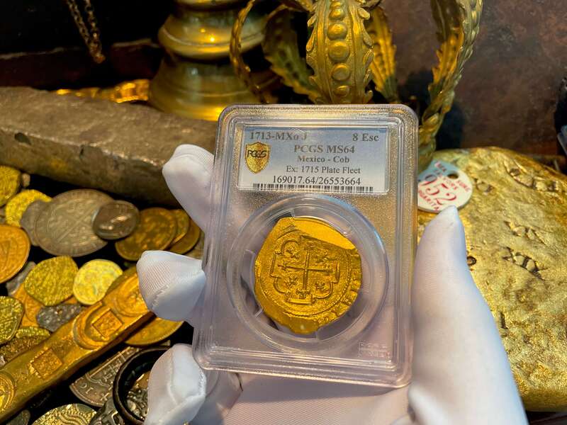 Mexico 8 Escudos 1713 "1715 Fleet Shipwreck" PCGS 64 2