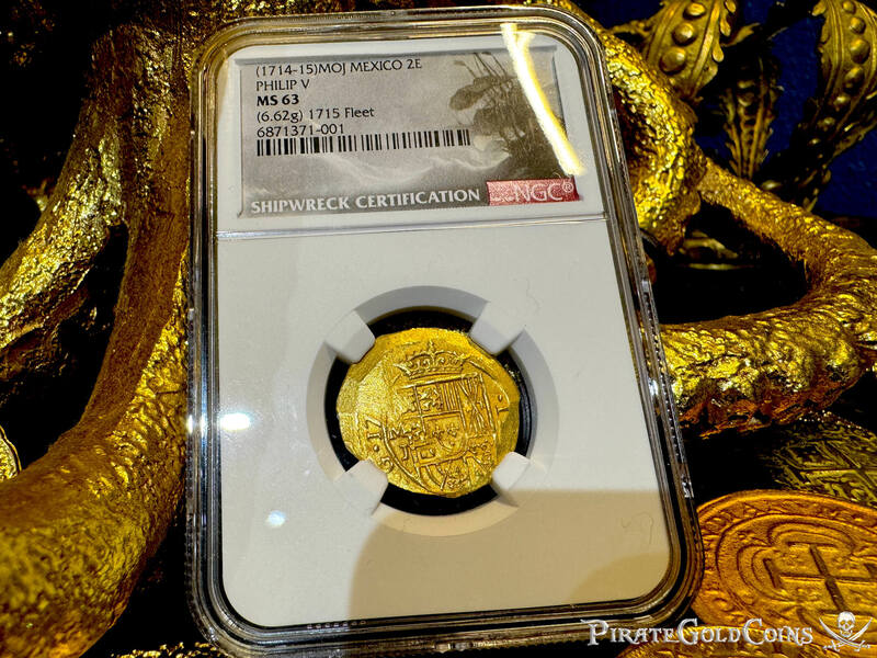 Mexico 2 Escudos 1714-15 "1715 Fleet Shipwreck" NGC 63 12