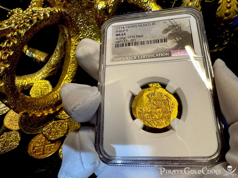 Mexico 2 Escudos 1714-15 "1715 Fleet Shipwreck" NGC 63 2