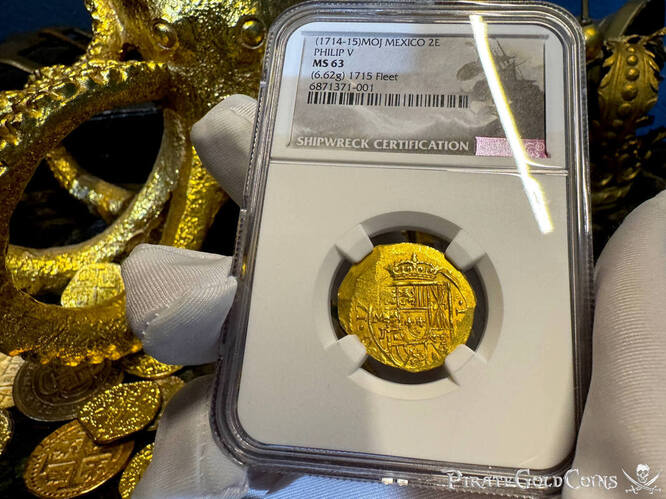 Mexico 2 Escudos 1714-15 "1715 Fleet Shipwreck" NGC 63