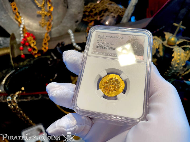 Mexico 2 Escudos 1714-15 "From 1715 Fleet Shipwreck" NGC 63 14