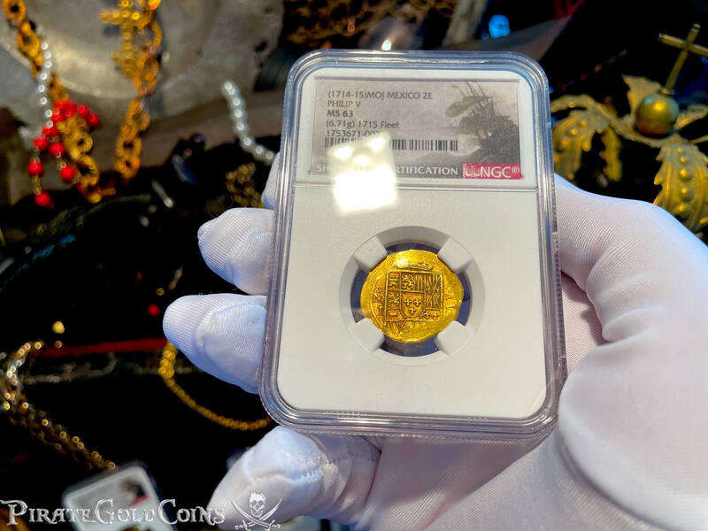 Mexico 2 Escudos 1714-15 "From 1715 Fleet Shipwreck" NGC 63 16