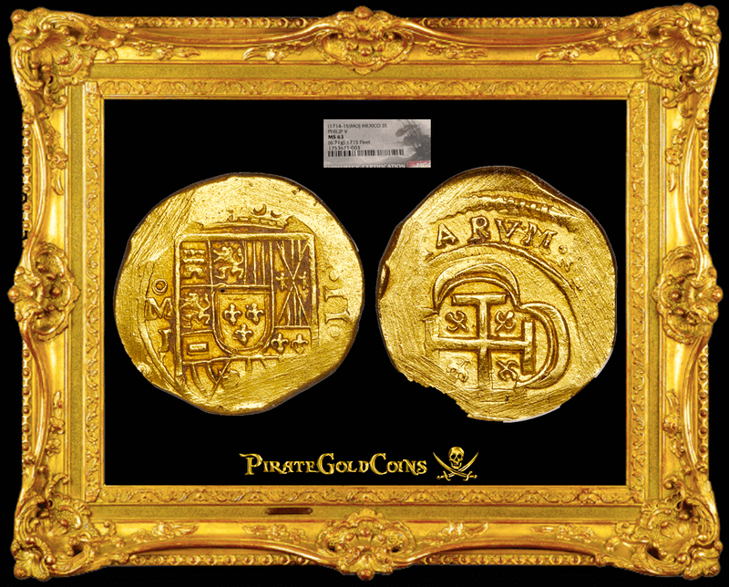 Mexico 2 Escudos 1714-15 "From 1715 Fleet Shipwreck" NGC 63