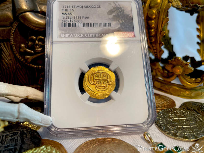 Mexico 2 Escudos 1714-15 "1715 Fleet Shipwreck" NGC 65 4