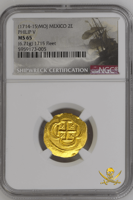 Mexico 2 Escudos 1714-15 "From 1715 Fleet Shipwreck" NGC 65