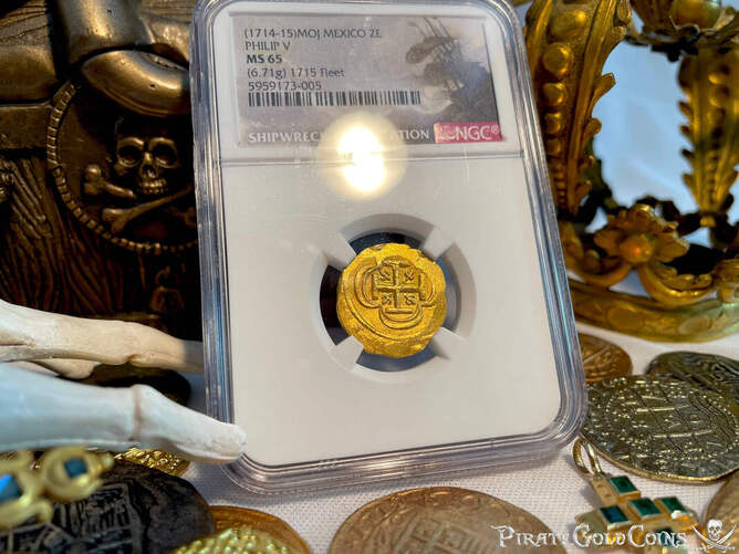 Mexico 2 Escudos 1714-15 "1715 Fleet Shipwreck" NGC 65