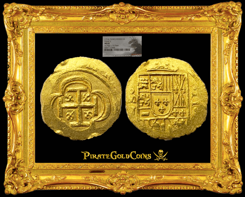 Mexico 2 Escudos 1714-15 "From 1715 Fleet Shipwreck" NGC 65 6