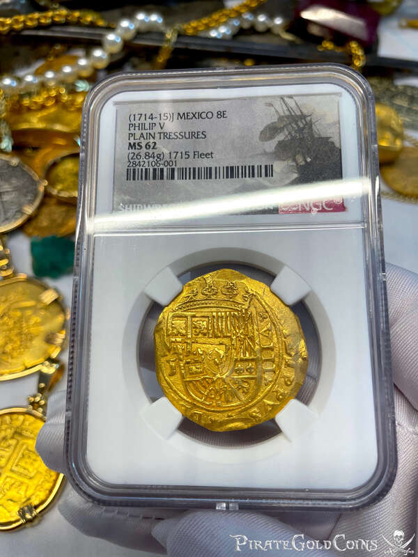 Mexico 8 Escudos 1714-1715 "1715 Fleet Shipwreck" NGC 62 4