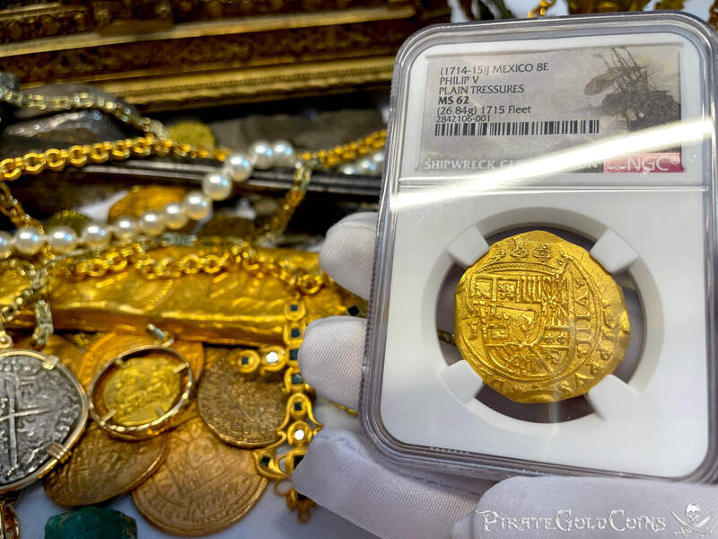 Mexico 8 Escudos 1714-1715 "1715 Fleet Shipwreck" NGC 62 6