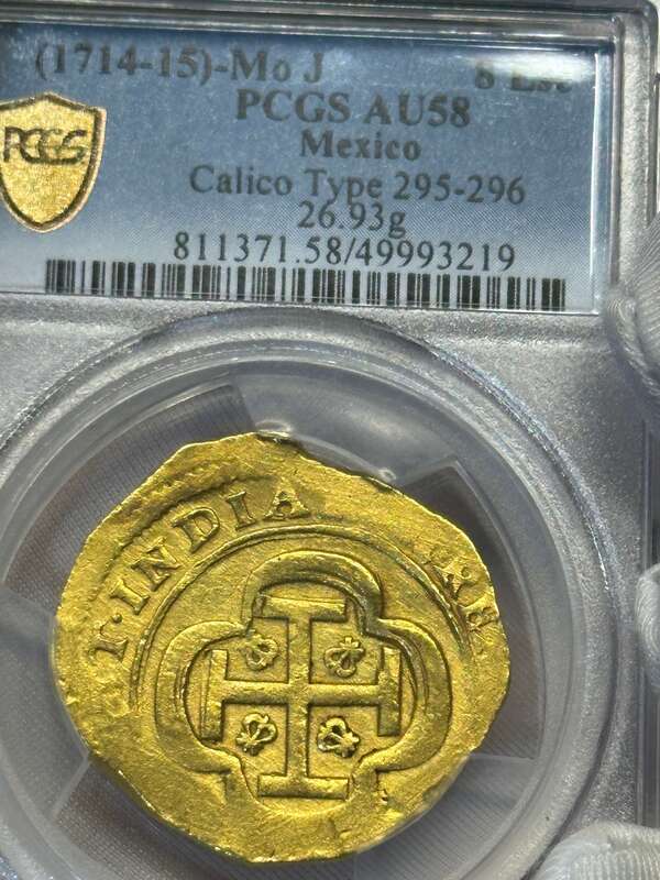 Mexico 8 Escudos 1714-15 "1715 Fleet Shipwreck" PCGS 58 15