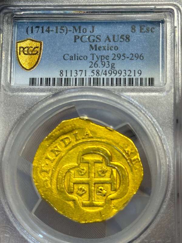Mexico 8 Escudos 1714-15 "1715 Fleet Shipwreck" PCGS 58 16