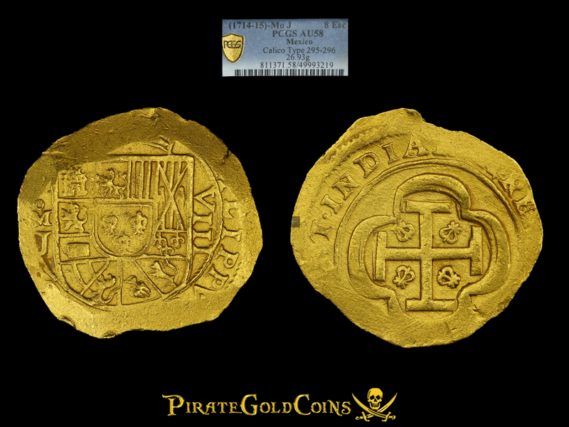 Mexico 8 Escudos 1714-15 "1715 Fleet Shipwreck" PCGS 58 6