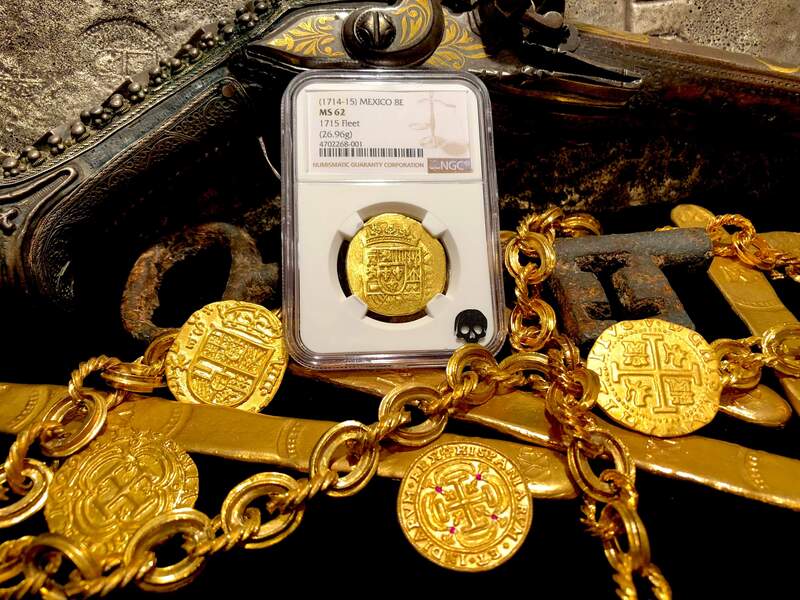 Mexico 8 Escudos 1714-15 "1715 Plate Fleet Shipwreck" NGC 62 19