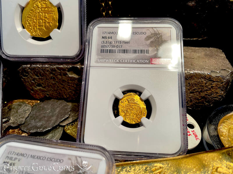 Mexico 1 Escudo 1714 "From 1715 Fleet Shipwreck" NGC 64 4
