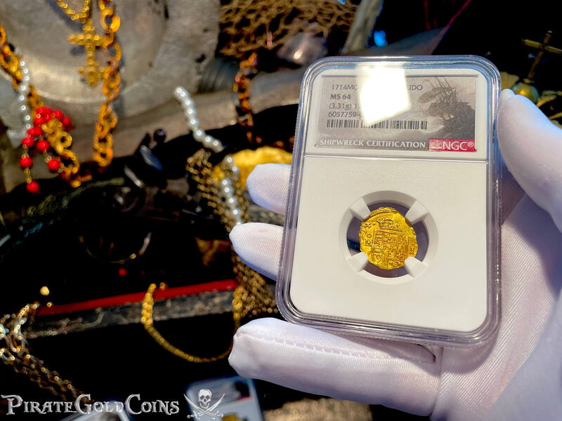 Mexico 1 Escudo 1714 "From 1715 Fleet Shipwreck" NGC 64 9