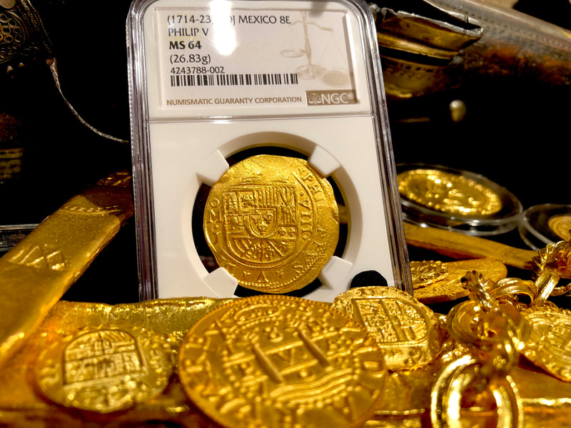 Mexico 8 Escudos 1714 "1715 Plate Fleet Shipwreck- Now Designated" NGC 64 3