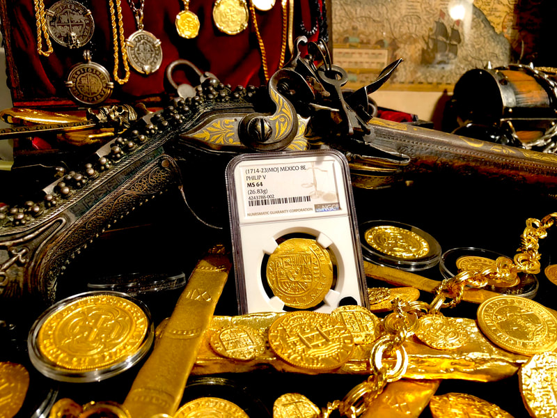 Mexico 8 Escudos 1714 "1715 Plate Fleet Shipwreck- Now Designated" NGC 64 4