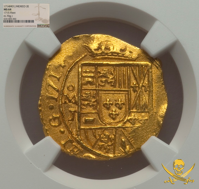 Mexico  2 Escudos  1714  "Only had 1 other 64 w/ no date"  NGC 64 2