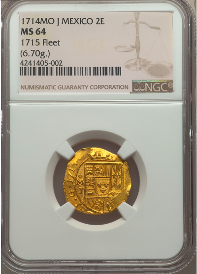 Mexico  2 Escudos  1714  "Only had 1 other 64 w/ no date"  NGC 64 4