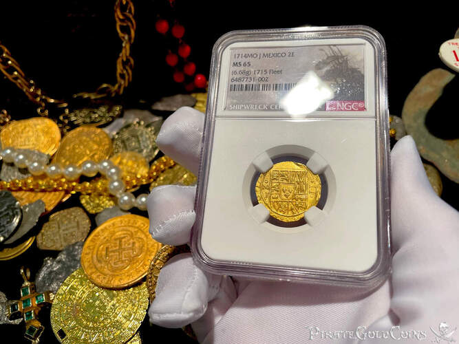 Mexico 2 Escudos 1714 "Dated! 1715 Fleet Shipwreck" NGC 65!