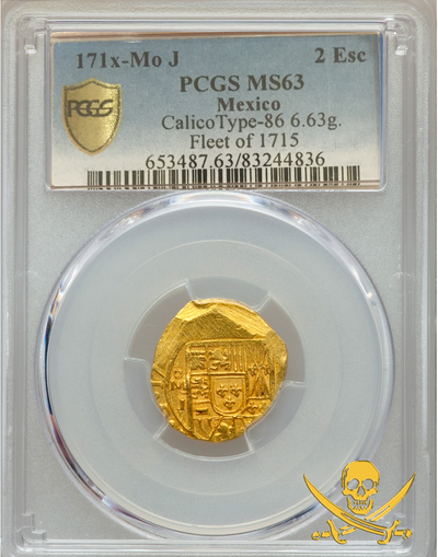 Mexico  2 Escudos  1711-13  "Crisp Strike- Partial Date"  PCGS 63 2