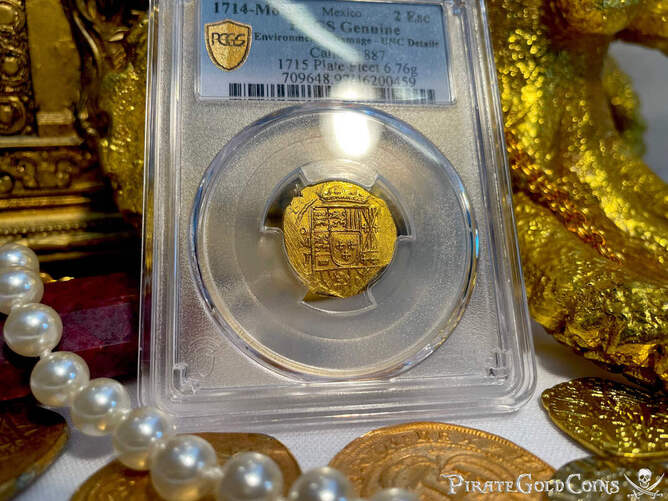 Mexico 2 Escudos 1714 "Dated! Coral Encrustations - 1715 Fleet Shipwreck"